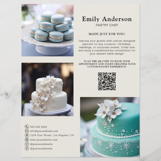 Pastry Chef Bakery Services Foto QR Code Flyer (Voorkant)