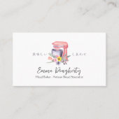 Pastry Chef Baking Utensil Mixer Roze Bloemen Visitekaartje (Voorkant)