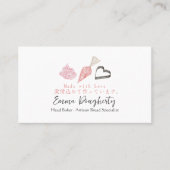 Pastry Chef Baking Utensil Piping Bag Roze Elegant Visitekaartje (Voorkant)