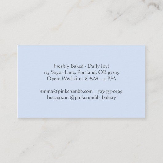 Pastry Chef Baking Utensil Rolling Pin Schattigee Visitekaartje (Achterkant)