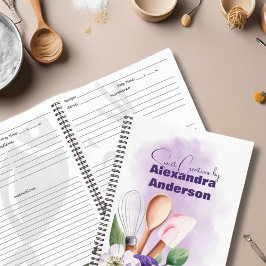 Pastry Chef Baking Utensils Paarse Recepten Notitieboek