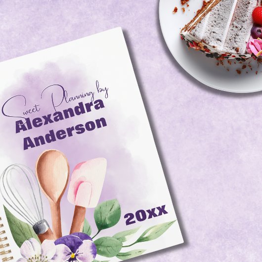 Pastry Chef Baking Utensils Paarse Waterverf Planner