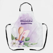 Pastry Chef Baking Utensils Paarse Waterverf Schort (Voorkant)