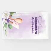 Pastry Chef Baking Utensils Paarse Waterverf Spandoek (Horizontaal)