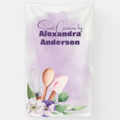 Pastry Chef Baking Utensils Paarse Waterverf Spandoek (Verticaal)