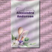 Pastry Chef Baking Utensils Paarse Waterverf Spandoek