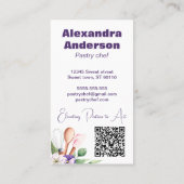 Pastry Chef Baking Utensils Paarse Waterverf Visitekaartje (Achterkant)