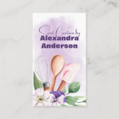 Pastry Chef Baking Utensils Paarse Waterverf Visitekaartje (Voorkant)