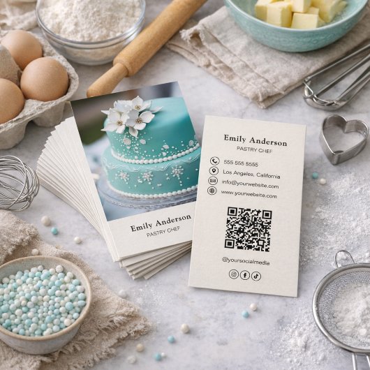 Pastry Chef Banketbakkerij Foto QR-code Visitekaartje