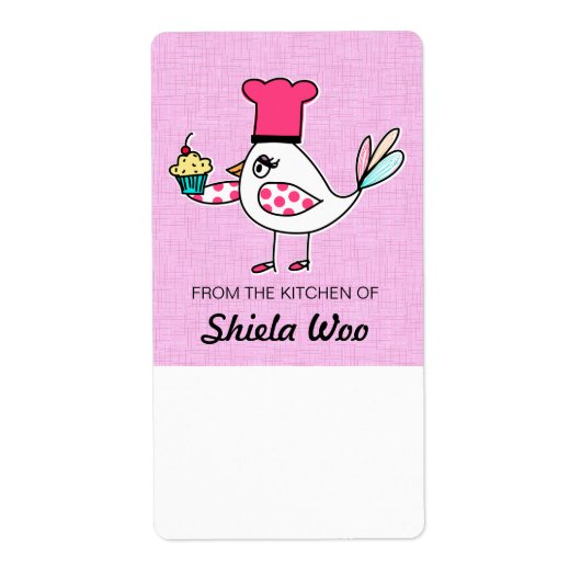 Pastry Chef Bird Kitchen Labels (Voorkant)