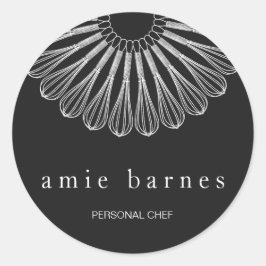 Pastry Chef Black White Whisk Logo bakkerij Ronde Sticker