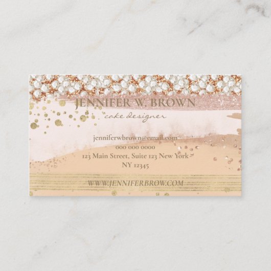 Pastry Chef Blush Pink Bakery Weddenschap Cake Visitekaartje (Achterkant)
