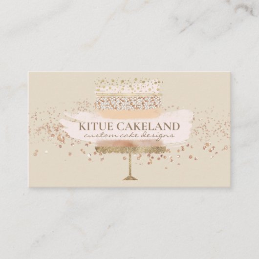 Pastry Chef Blush Pink Bakery Weddenschap Cake Visitekaartje (Voorkant)