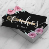 Pastry Chef Cake Bakery Moderne Floral Typografie Visitekaartje