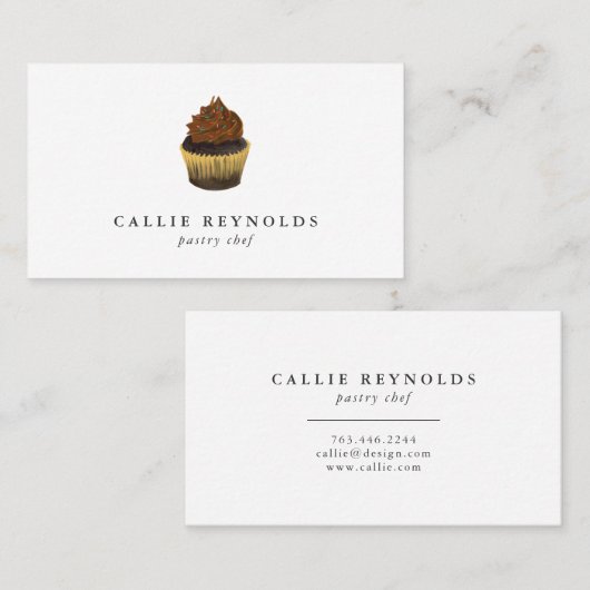 Pastry Chef Chocolade Cupcake Baker Visitekaartje (Voorkant / Achterkant)