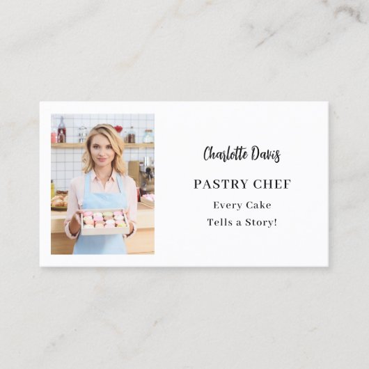 Pastry chef foto slogan liefde QR code Visitekaartje (Voorkant)