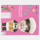 Pastry Chef Head in Hole Greatest Cookie Birthday Fleece Deken (Voorkant (Horizontaal))