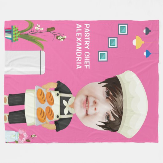 Pastry Chef Head in Hole Greatest Cookie Birthday Fleece Deken (Voorkant (Horizontaal))