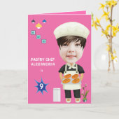 Pastry Chef 🎂 Head in Hole Grootste Verjaardag Kaart (Gele Bloem)