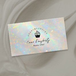 Pastry Chef Holographic White Opal Cupcake Visitekaartje