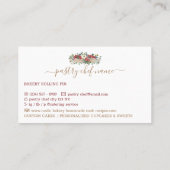 Pastry Chef Homemade Bakery Red Flowers Visitekaartje (Achterkant)