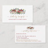 Pastry Chef Homemade Bakery Red Flowers Visitekaartje (Voorkant / Achterkant)