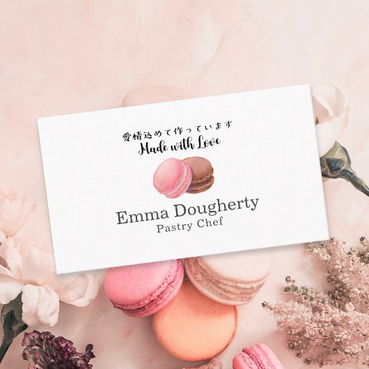 Pastry Chef Macaron Watercolor Modern Minimalist Visitekaartje