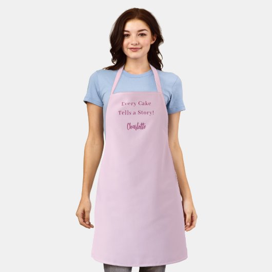 Pastry chef roze script slogan schort (Gedragen)