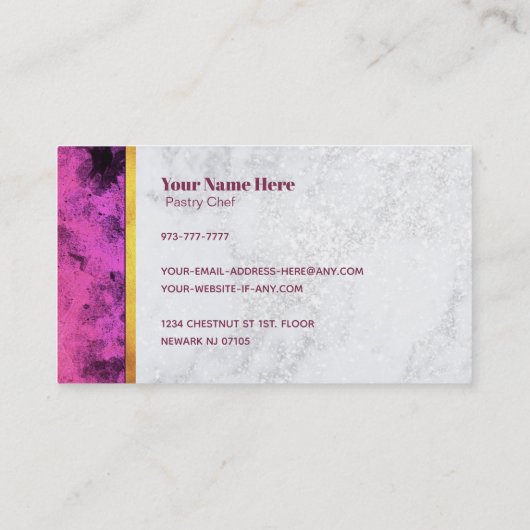 Pastry Chef Slogans Visitekaartjes (Achterkant)