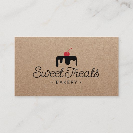 Pastry Chef Sweet Cake Logo Bakery Rustic Kraft Visitekaartje (Voorkant)