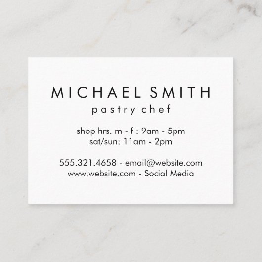 Pastry Chef Visitekaartje (Achterkant)