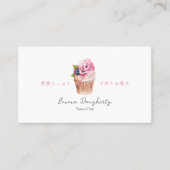 Pastry Chef Watercolor Cupcake Floral Elegant Visitekaartje (Voorkant)