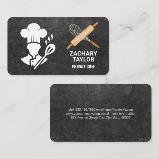 Pastry Chef | Whisk Rolling Pin | Baker Visitekaartje (Voorkant / Achterkant)
