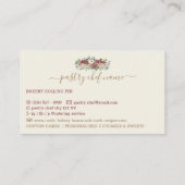 Pastry Chef Zelfgemaakte Bakkerij Beige Rode Bloem Visitekaartje (Achterkant)