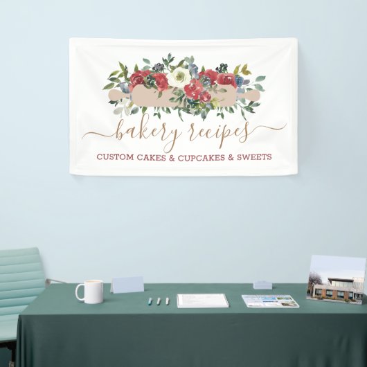 Pastry Chef Zelfgemaakte Bakkerij Rode Bloem Spandoek (Beurs)