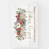 Pastry Chef Zelfgemaakte Bakkerij Rode Bloem Spandoek (Verticaal)