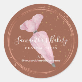 Pastry Custom Cake Designer Boho Pink Bakery Chef Ronde Sticker