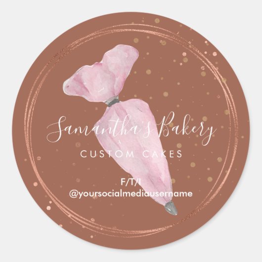 Pastry Custom Cake Designer Boho Pink Bakery Chef Ronde Sticker (Voorkant)