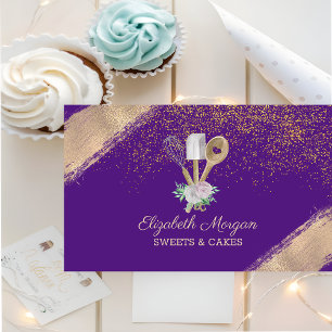 Pastry Handgereedschap Bloemen Gouden Confetti Visitekaartje