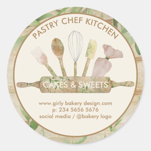 Pastry Home Bakery Chef Ronde Sticker (Voorkant)