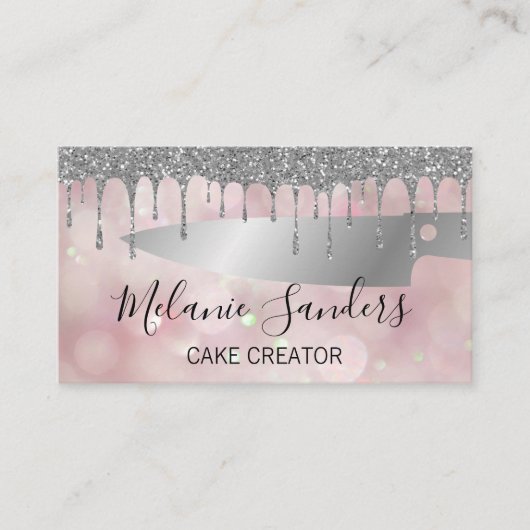 Pastry Knife | Achtergrond Bokeh Glitter Visitekaartje (Voorkant)