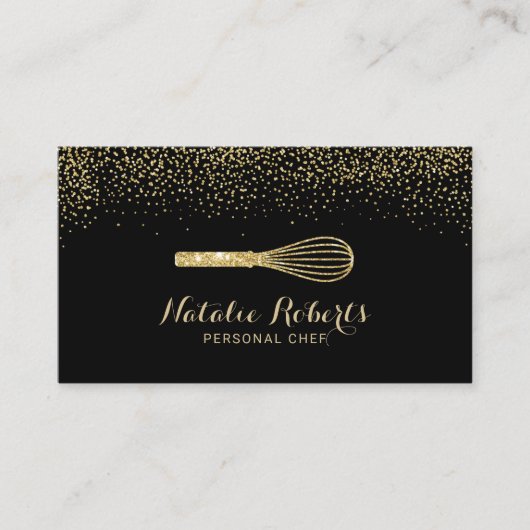 Pastry Personal Chef Modern Black & Gold Bakery Visitekaartje (Voorkant)