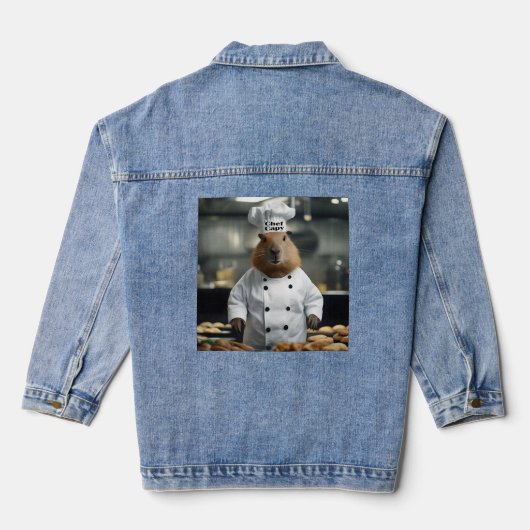Pastry Prowess: de culinaire capibara Denim Jacket (Achterkant)