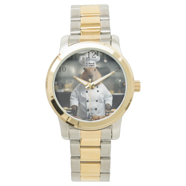 Pastry Prowess: de culinaire capibara Horloge (Voorkant)