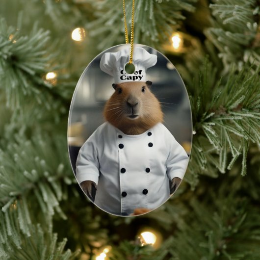Pastry Prowess: de culinaire capibara Keramisch Ornament (Boom)