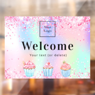 Pastry shop bakkerij logo welkom holografisch raamsticker
