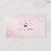 Pastry Shop Loyalty Card Pink Glitter Cupcake Logo Visitekaartje (Voorkant)