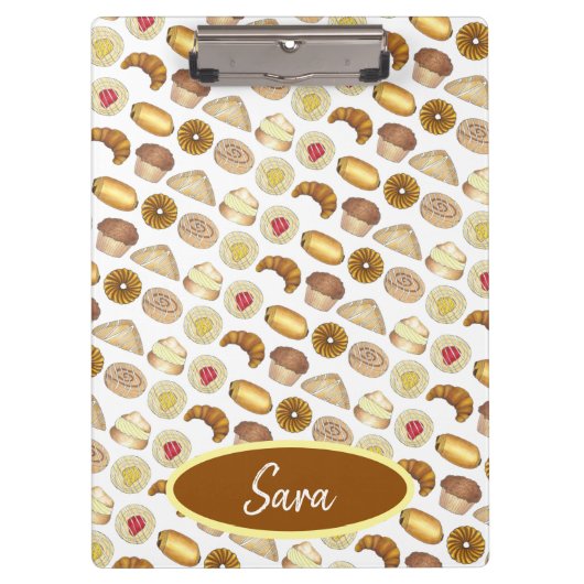 Pastry Tray Croissant Danish Muffin Bked Goods Klembord (Voorkant)