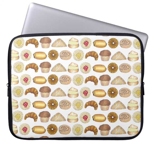 Pastry Tray Croissant Danish Muffin Bked Goods Laptop Sleeve (Voorkant)