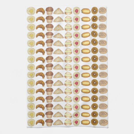 Pastry Tray Croissant Danish Muffin Bked Goods Theedoek (Verticaal)